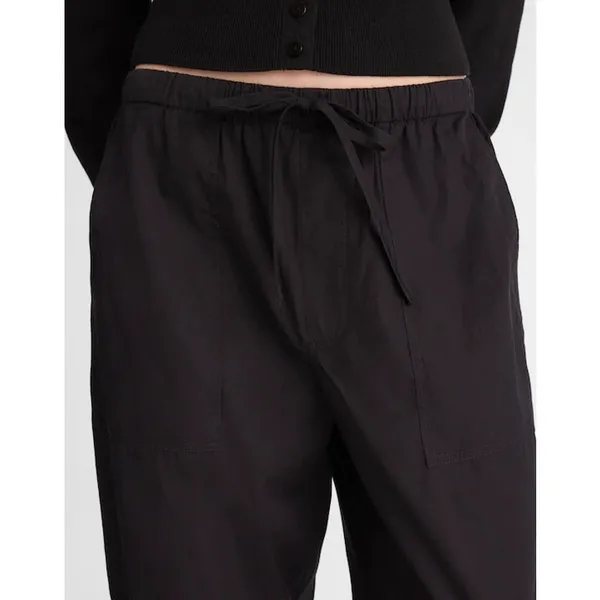 Madewell Pull-On Barrel-Leg Utility Pants in Poplin Cotton Black Wide Leg XL NWT - Image 4