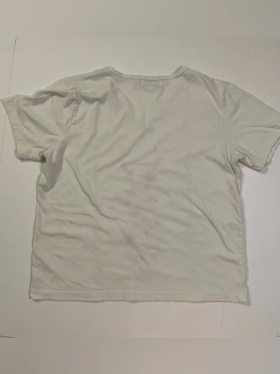 *Vintage* Shenanigans White Cotton Blend Tee with Embroidered Flowers size L - Image 3