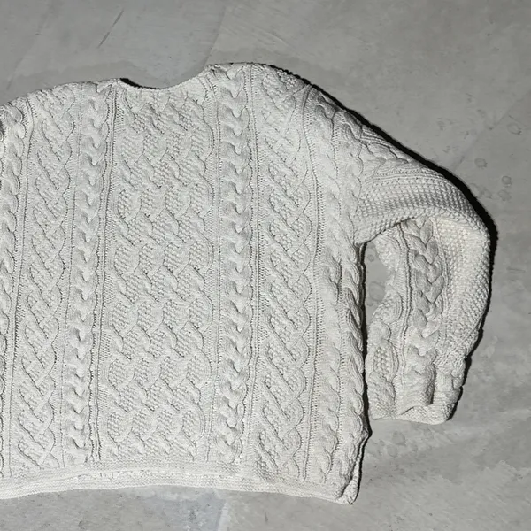 Vintage Abercrombie & Fitch Cable Knit Sweater Hand Made Grandpacore SZ S Thick - Image 10