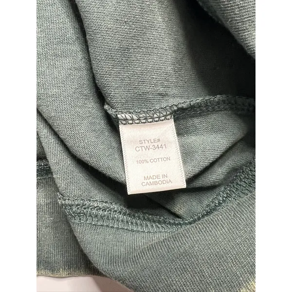 Zenana Acid Wash T-Shirt & Shorts Matching Set Small Dark Green Cotton Lounge - Image 11