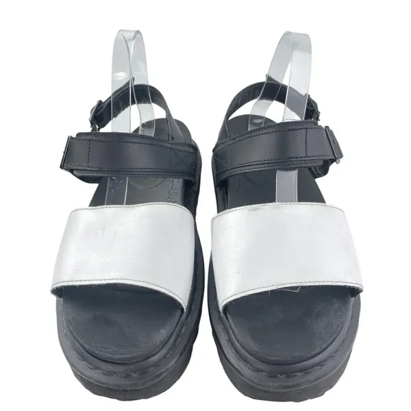 Dr. Martens Voss Hydro Black Leather Ankle Strap Platform Slingback Sandals 10 - Image 2