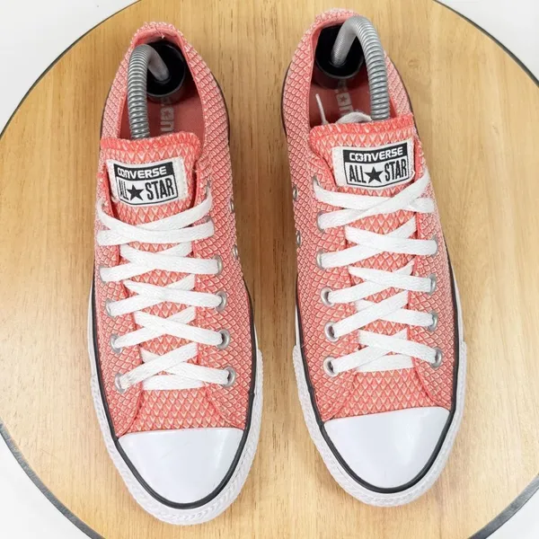 Converse Chuck Taylor All‎ Star Ox Textured Canvas Sneakers Coral Ultra Red 8 - Image 4