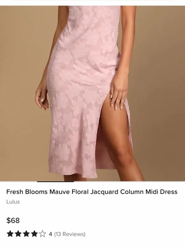 NWT Lulus Women’s Fresh Blooms Mauve Floral Jacquard Column Midi Dress Size S - Image 3