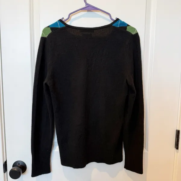Apt 9 100% Cashmere Argyle Sweater Medium Y2K Preppy Dark Academia Soft Classic - Image 3