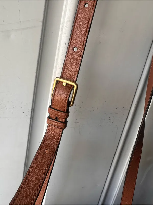 Cole Haan Valise Jenna Cognac Leather Crossbody Shoulder Bag Turn Lock Purse - Image 3