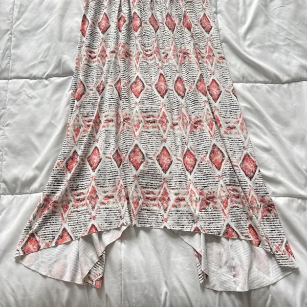 Fresh Produce Midi Dress Womens Large Geometric Pink Knit Stretch USA Y2K Whimsy - Image 2