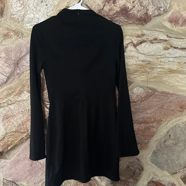 Commense Stand Collar Cinched Short Dress size small Black - Image 7