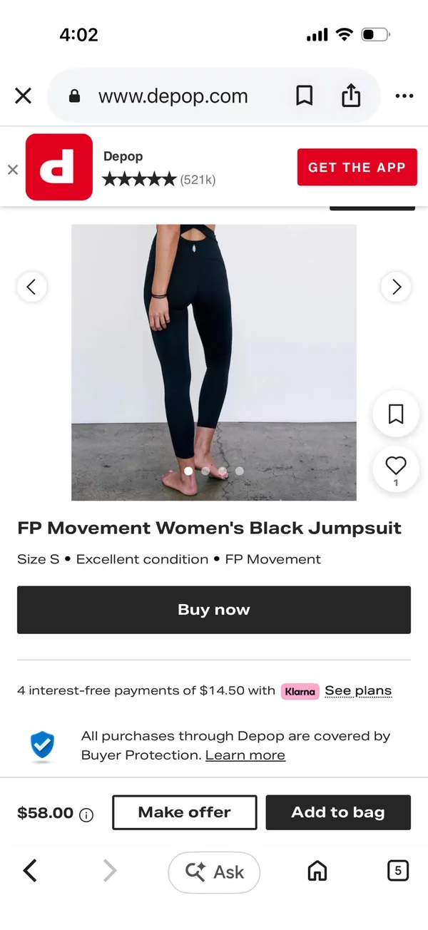Free People Movement Back It Up Jumpsuit Black Cut Out Size xSmall Yoga Athletic - Image 3