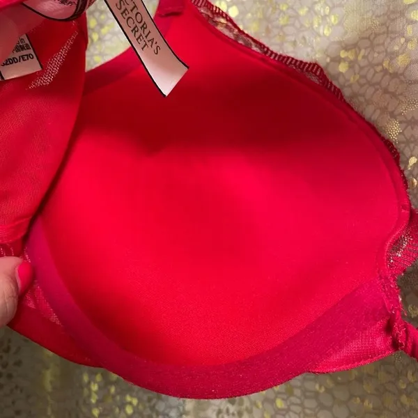 Victoria’s Secret Dream Angels Red Gold Lace Push Up Bra 32DD - Image 6