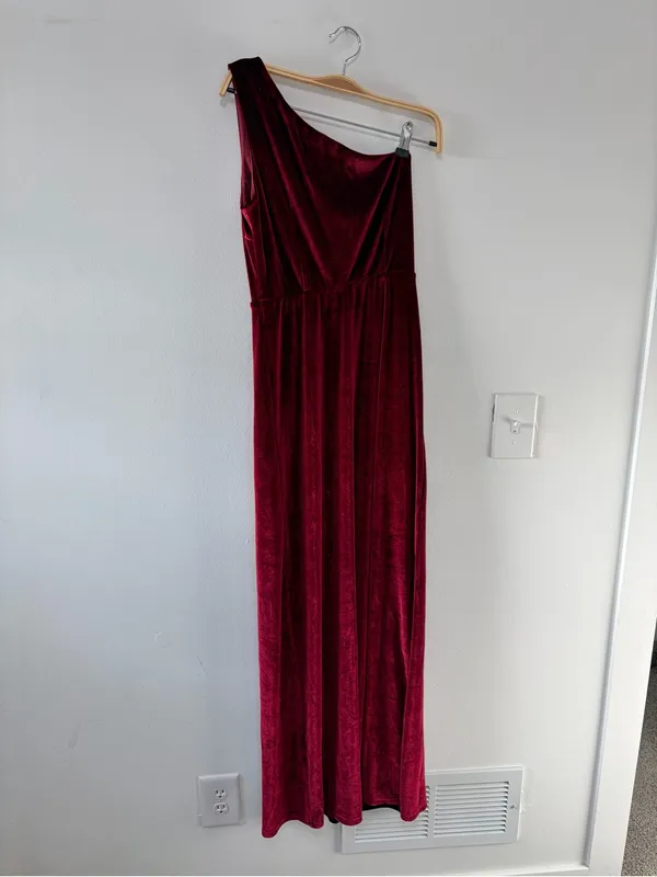 Baltic Born Velvet Burgundy One Shoulder Maxi - Image 2