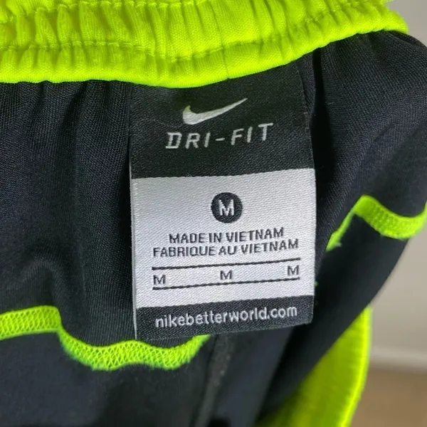 Nike Dri-Fit Black & Neon Yellow High Rise Athletic Gym Shorts - Image 6