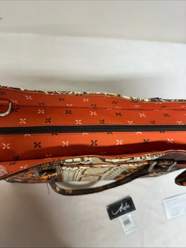 Stylish Orange and Brown Patterned Tote Bag with Crossbody strap - Image 16