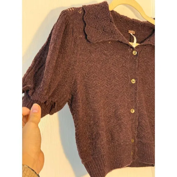 Free People Edie 100% Cashmere Cardigan Size S NWOT Fudge Brown - Image 7