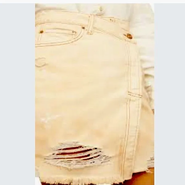 Free people Parker distressed wrap skirt SIZE 27 color butter cream NWT - Image 2