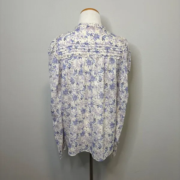 Anthropologie Bishop+Young Floral Sydney Blouse Front Ties Flowy Peasant‎ Top XS - Image 4