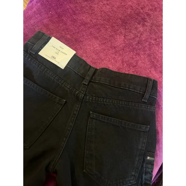 ZARA Slim Cargo JEANS Black GOTH GRUNGE PUNK 90s Size 0 Mid Rise XS NWT - Image 5