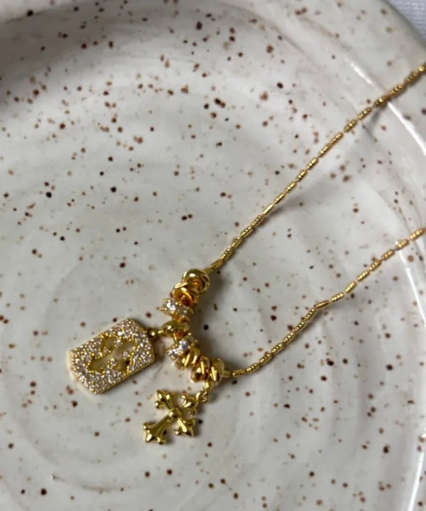 Gold plated cross charm necklace - Image 2
