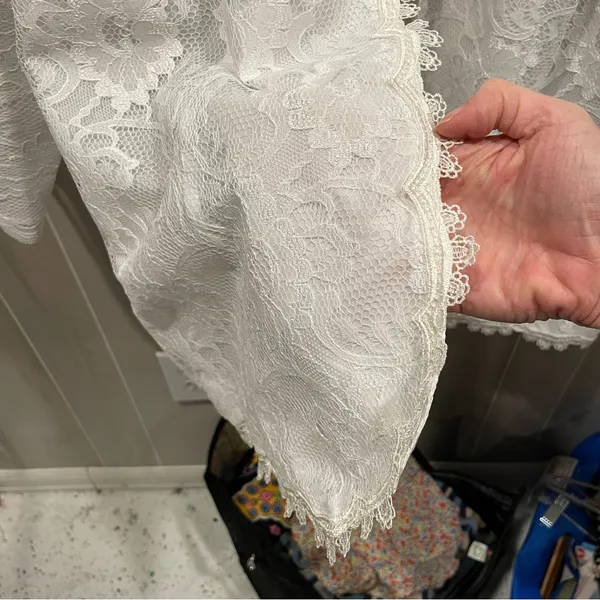 Sweet vintage 80s white lace angel baby fairy lined jacket blazer open front - Image 10