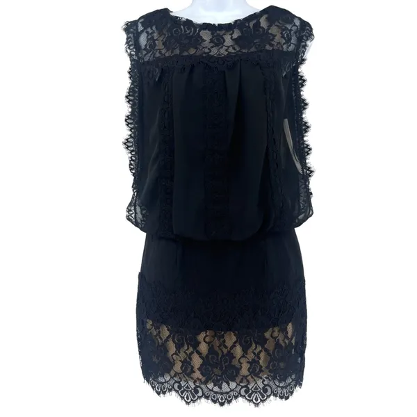 Vtg Jessica McClintock 90s Lace Drop Waist Dress Sz 8 Whimsigoth Dark Coquette - Image 2
