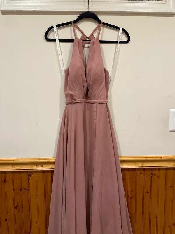 Azazie A-Line Pleated Chiffon Floor-Length Dress Size A2 - Image 6