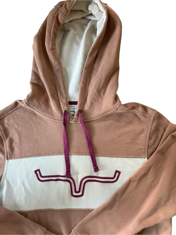 Kimes Ranch "Side Winder" Hoodie S Colorblock Western Style Brown Cream Cotton - Image 2