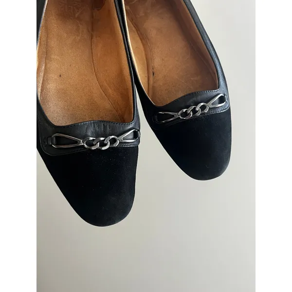 Black Suede Leather Loafers size 10 Parker Flats Office Chic Minimalist Preppy - Image 4