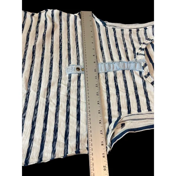Free People Blue White Nautical Theme Lightly Distressed Sleeveless Top M - Image 4