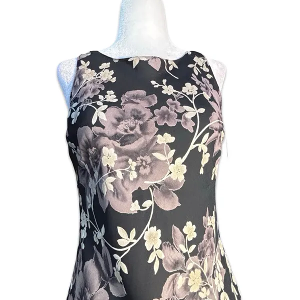 90s Floral Maxi Dress Sleeveless Black Gray Dark Romance Grunge‎ Feminine Gothic - Image 2