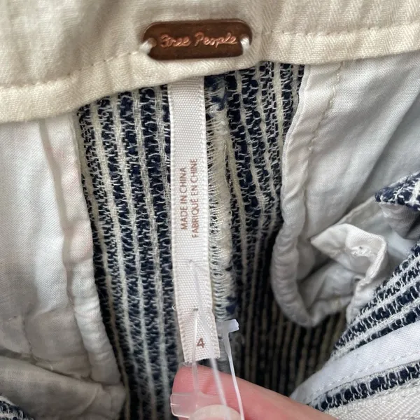 Free People Blue Stripe Taper Pants Tie Waist 4 - Image 7