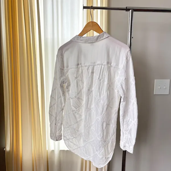 Sundance Stowe Top Small Patchwork White Cotton Flowy Coastal Cottage Boho Beach - Image 11