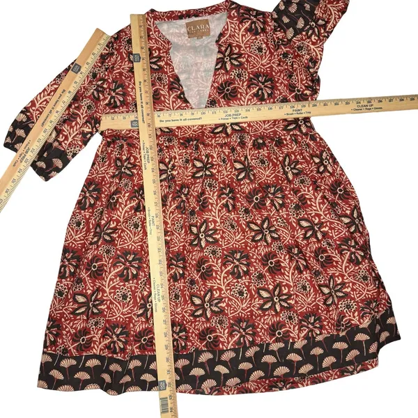 Clara The Label Mini Dress M Cotton Babydoll Lined Boho Peasant Victoria Dunn - Image 9