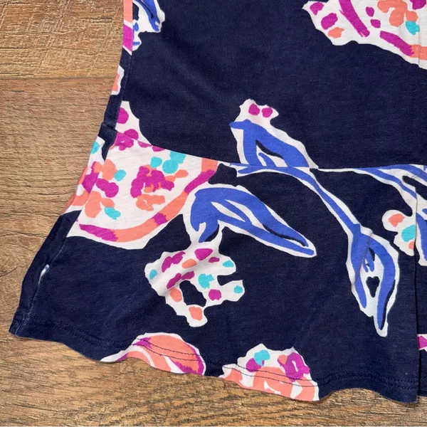 Lilly Pulitzer Navy Floral Alene Knit Peplum T-Shirt in Pom Poms - Image 4