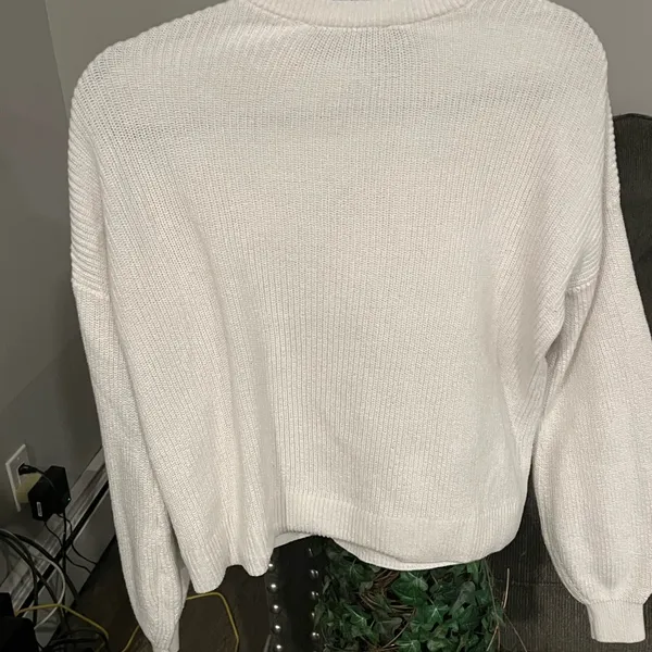 LOFT Women’s Button White Cardigan medium Sweater - Image 3