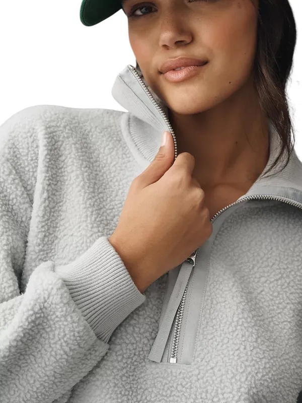 Varley Roselle Half-Zip Fleece Pullover Top Sweatshirt Pearl Blue Size S - Image 3