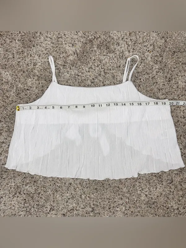 Open Edit Plissé Camisole Top Pajamas White Large L NWT Tie Back Spaghetti Strap - Image 8