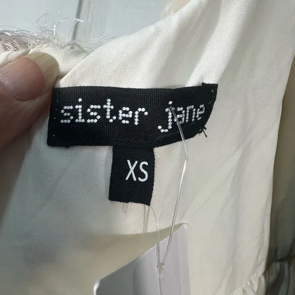 SISTER JANE Sparkle Faux Feather White Skater Mini Dress Size XS NWT - Image 9
