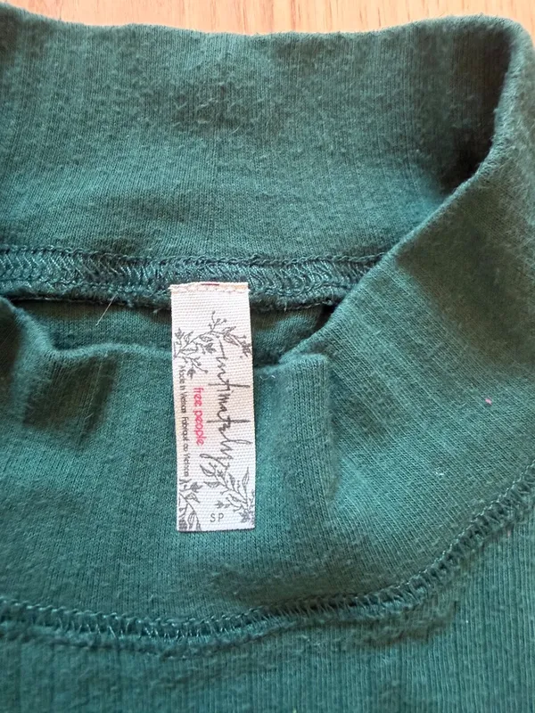 Free People The Rickie Ribbed Mock Neck Top Forest Green SP - Image 2