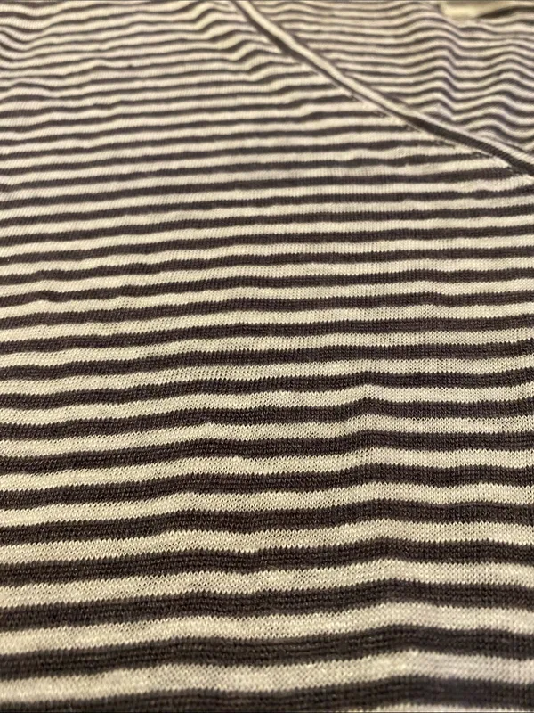 Anthropologie x Sundays Linen Drawstring Dress Gray Stripe Size Medium - Image 2