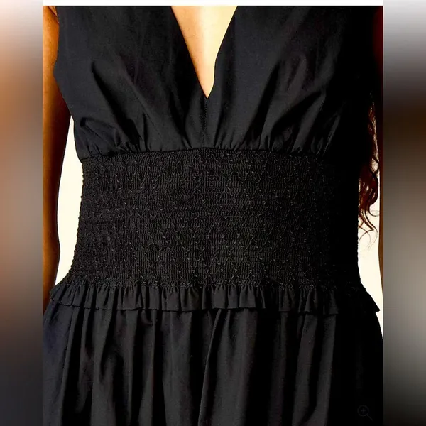J. Crew Black Dress with smocked waist. 💯 cotton. Size Medium. NWT. 50”. - Image 4