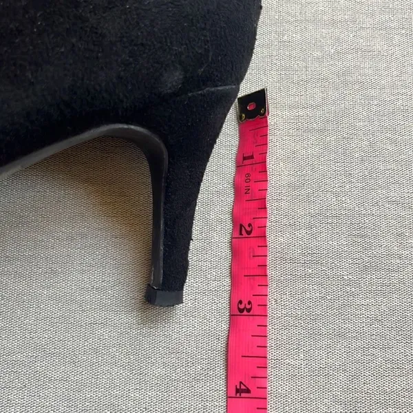 Halston Cairo‎ Womens 6.5 Ankle Booties Boots Black Suede Stiletto Heel Back Zip - Image 8