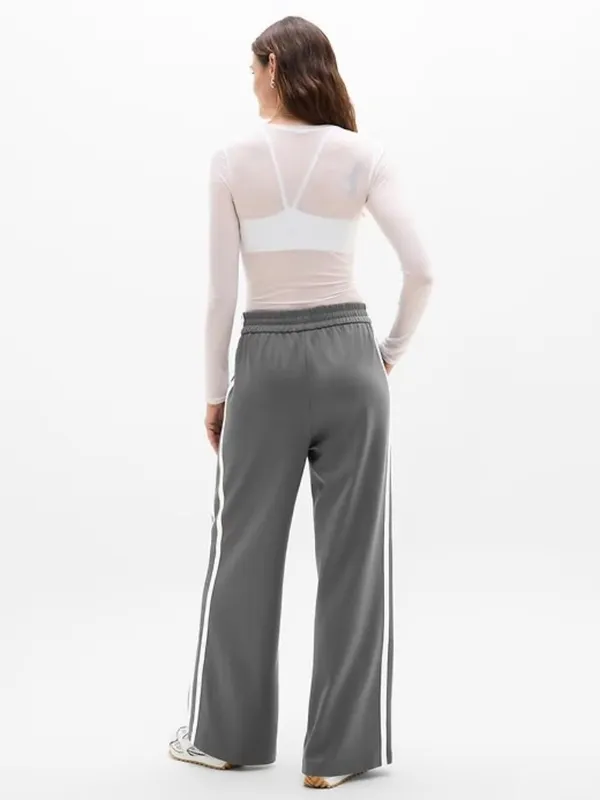 New Athleta S Tempo Mid Rise Wide Leg Track Pant Shadow Grey/Bright White Small - Image 7