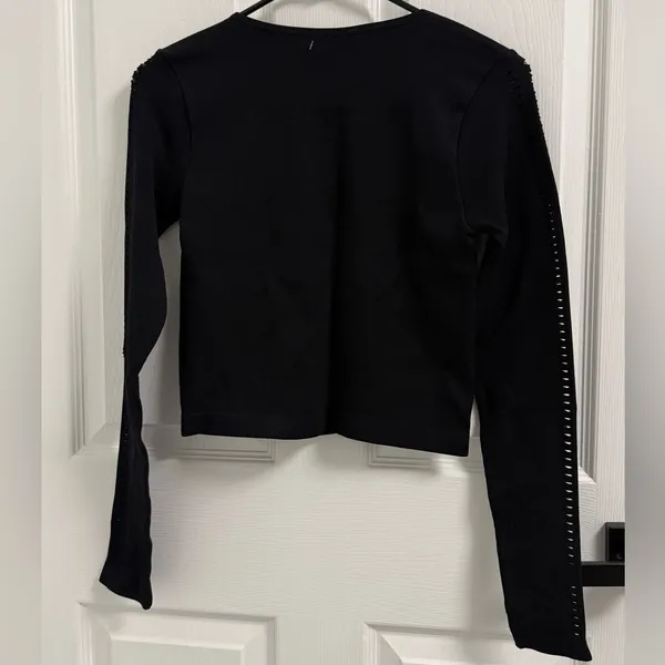 Just Polly Women's Black Cutout Long Sleeve Top - Image 3