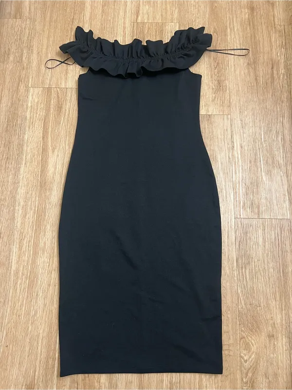 Zara Black One-Shoulder Ruffle Sheath Dress - Image 2