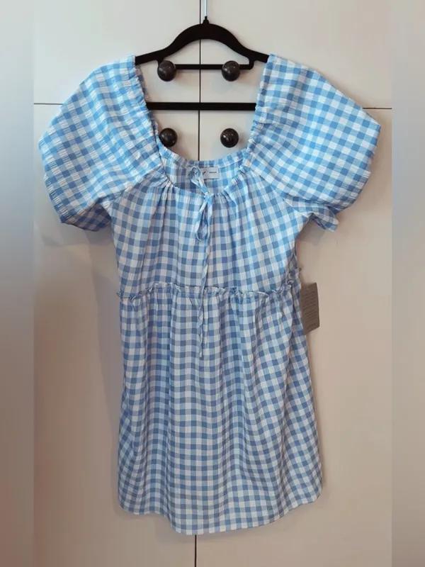 NWT Petal & Pup Blue Gingham Mini Dress Babydoll Smocked Cottagecore - Image 3