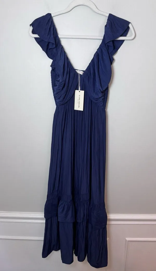 Ramy Brook Nelly Dress Midi MSRP $495 Size XXS Navy Blue Flowy Cocktail NWT - Image 2