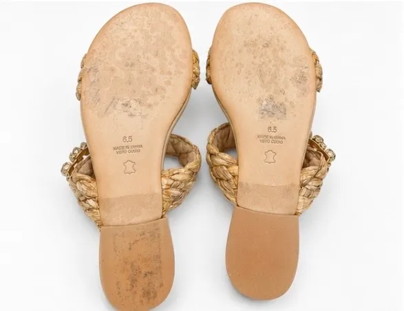 KoKo+ Palenki KOKO+ Palenki Natural Braided Raffia Slide Sandals with Crystal Buckles - Image 3