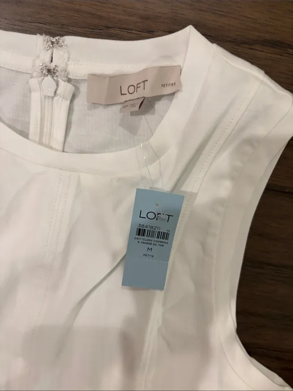 New With Tags Loft Petite Cotton Knit White Midi Dress Sz MP - Image 5