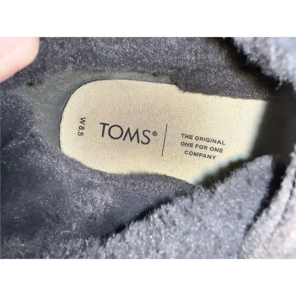 TOMS Paxton Womens 8.5 Faux Fur Water‎ Resistant Slip-on Shoes Gray Leather - Image 5