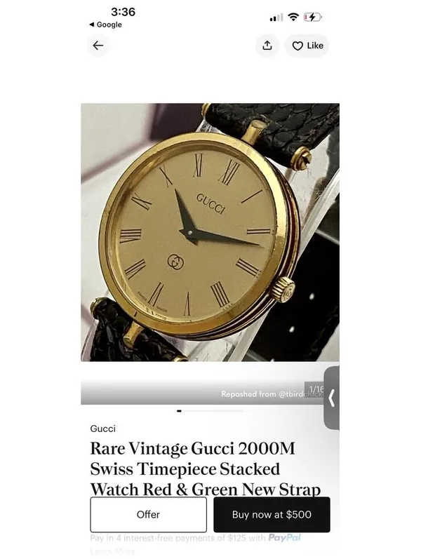 Rare Vintage Gucci 2000M Swiss Timepiece Stacked Watch Red & Green - Image 7