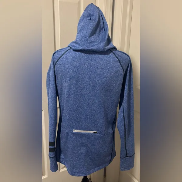 PINK Victoria’s Secret Heather Blue Logo Hoodie Pullover Size Large - Image 5